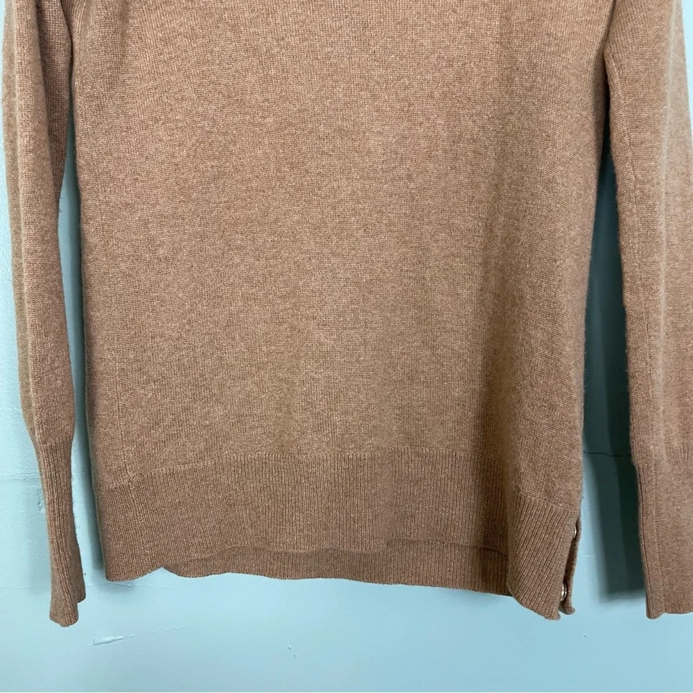 J.Crew 100% Cashmere Sweater Cowl Neck Light Brown Size XXS Side Snap Accent‎